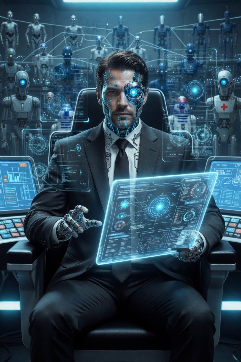 Ben, Head of Operations da WUOON, coordenando automações e droids no Hangar
